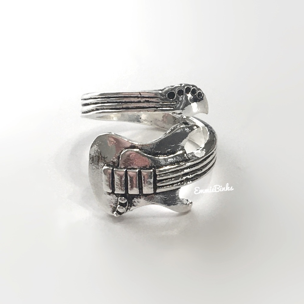 New Minimalist Guitar Bypass Ring - Aged Vintage Vibe - Wrap Guitar Ring Music